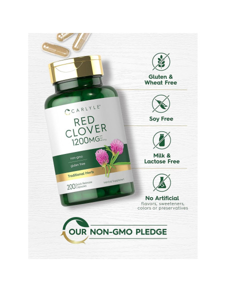 Extracto de Trébol Rojo Carlyle 1200mg - 200 Cápsulas Sin OGM Extracto de Trébol Rojo Carlyle 1200mg - 200 Cápsulas Sin OGM