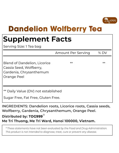 Té Herbal TOG999 15 Bolsas Diente de León y Goji Natural