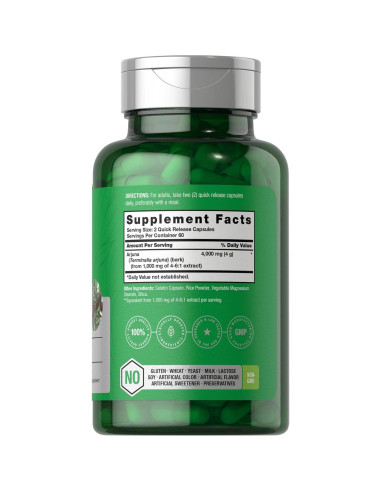 Cápsulas de Arjuna Horbaach 4000mg | 120 Unidades | Sin OGM, Sin Gluten
