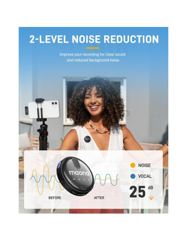 Micrófono Lavalier Inalámbrico MAONO WM620 USB-C con 36H