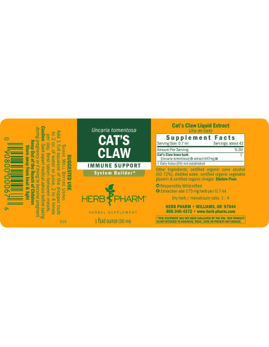 Extracto Líquido de Uña de Gato Herb Pharm 30 ml Orgánico