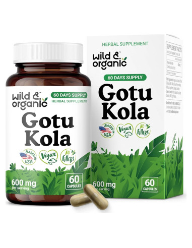 Cápsulas de Gotu Kola Silvestre y Orgánico 60 Caps - Apoyo Cerebral