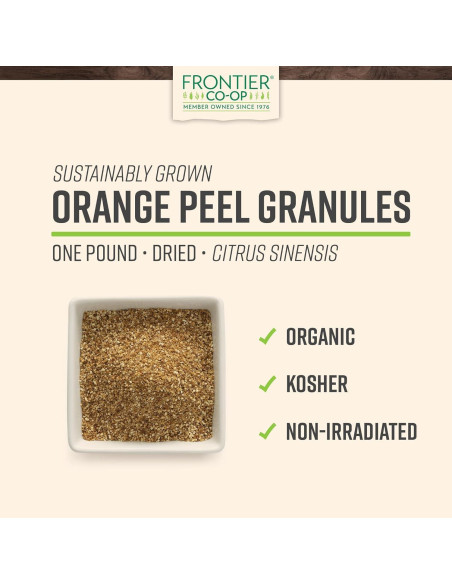 Gránulos de Cáscara de Naranja Orgánica Frontier 0.45 kg Gránulos de Cáscara de Naranja Orgánica Frontier 0.45 kg