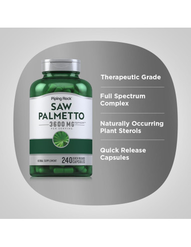 Extracto de Saw Palmetto Piping Rock 3600mg 240 Cápsulas