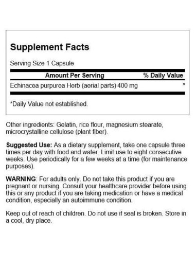 Echinacea Swanson 400 mg 100 Cápsulas Antioxidantes