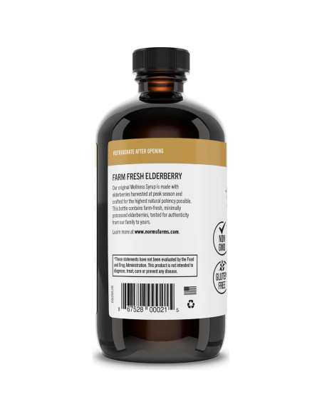 Jarabe de Saúco Negro Norm's Farms 227 g - Sin Alcohol, Vegano Jarabe de Saúco Negro Norm's Farms 227 g - Sin Alcohol, Vegano