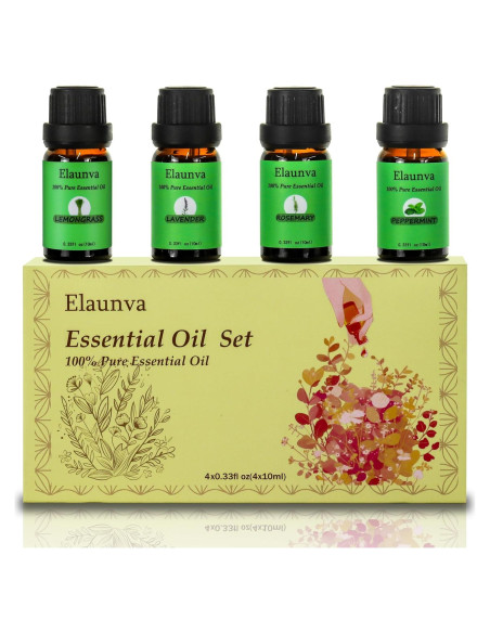 Juego de Aceites Esenciales Puro Elaunva 4 Aromas 10 ml Juego de Aceites Esenciales Puro Elaunva 4 Aromas 10 ml