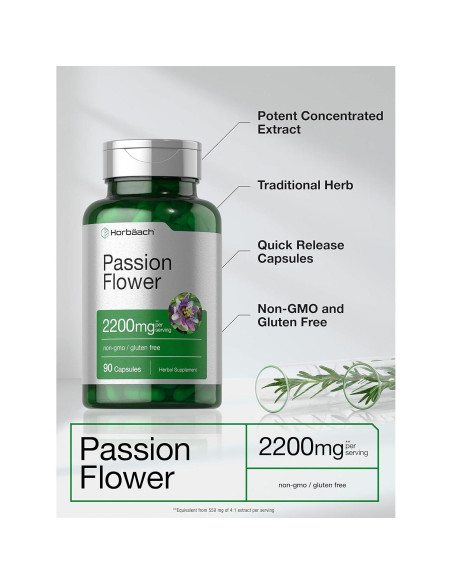 Cápsulas de Flor de Pasión Horbach 2200mg 90 Unidades Sin OGM Cápsulas de Flor de Pasión Horbach 2200mg 90 Unidades Sin OGM
