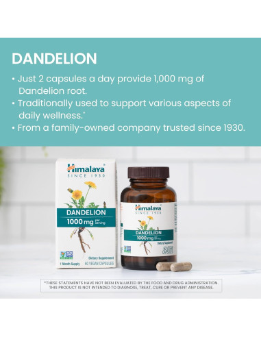 Suplemento Herbal Diente de León Himalaya 1000 mg 60 Cápsulas