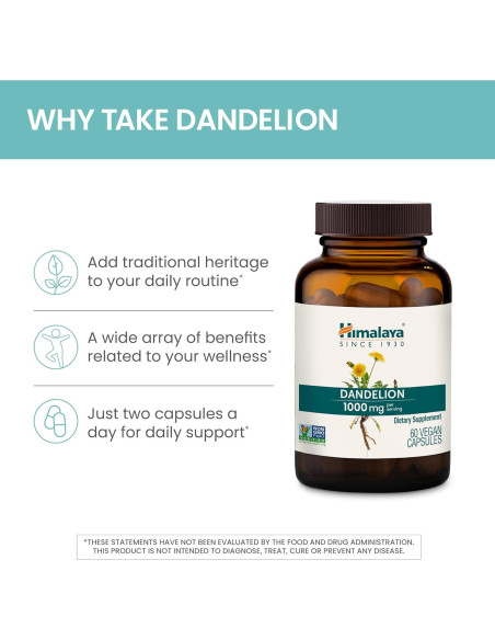 Suplemento Herbal Diente de León Himalaya 1000 mg 60 Cápsulas Suplemento Herbal Diente de León Himalaya 1000 mg 60 Cápsulas
