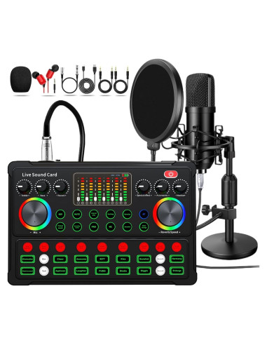 Paquete de Podcast CofeLife M300 Micrófono 48V y Efectos