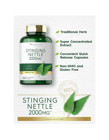 Extracto de Hoja de Ortiga Carlyle 2000mg - 300 Cápsulas Sin OGM