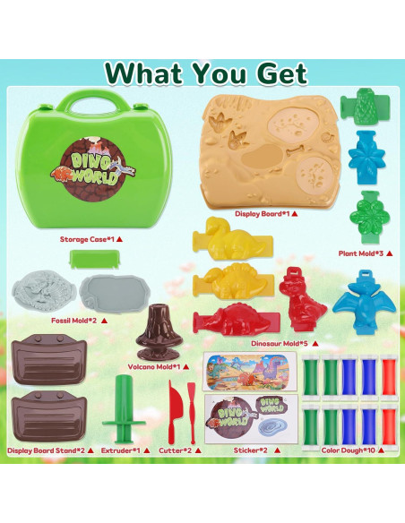 Set de Masa de Color Dinosaurio Crelloci 37 Piezas Educativo Set de Masa de Color Dinosaurio Crelloci 37 Piezas Educativo