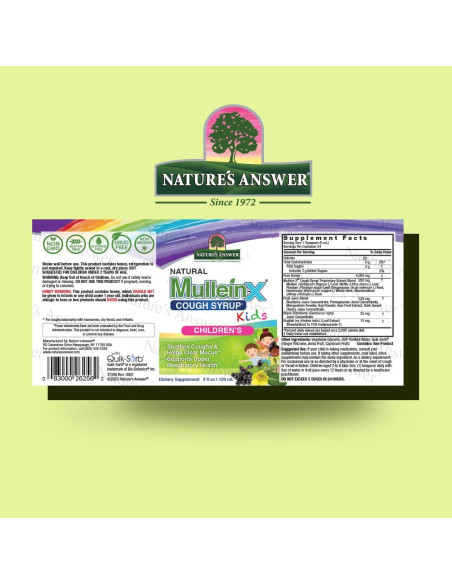Jarabe para la tos Mullein X Nature's Answer 120 ml - Sin OGM, sin gluten Jarabe para la tos Mullein X Nature's Answer 120 ml - Sin OGM, sin gluten