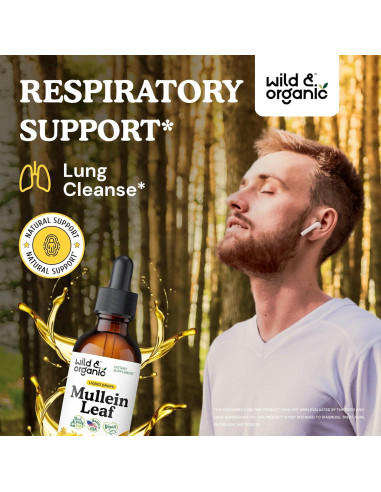 Gotas de Mullein Silvestre y Orgánico 59 ml - Suplemento Pulmonar