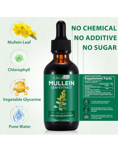 Gotas de Mullein Tooffi 59.15 ml - Extracto Natural para Pulmones