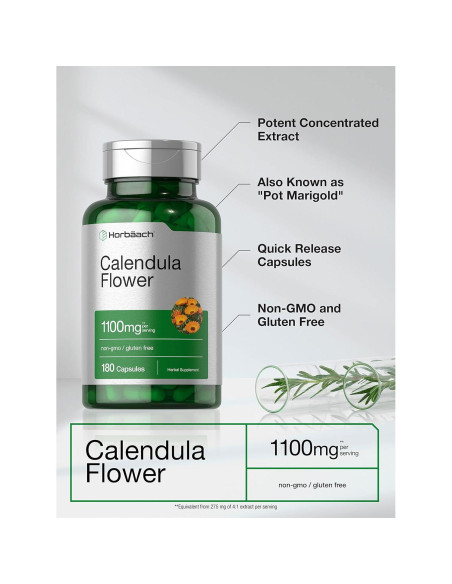 Cápsulas de Flor de Caléndula Horbach 1100mg - 180 Unidades Cápsulas de Flor de Caléndula Horbach 1100mg - 180 Unidades