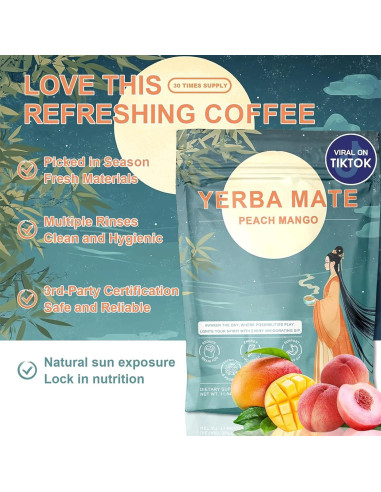 Té Instantáneo de Yerba Mate Genérico Durazno Mango 327g - Energía Limpia