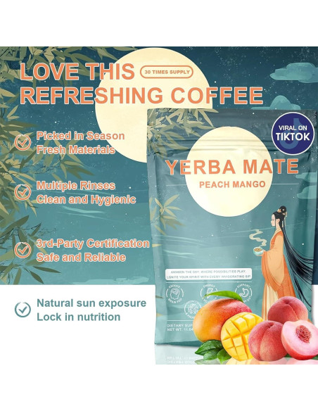 Té Instantáneo de Yerba Mate Genérico Durazno Mango 327g - Energía Limpia Té Instantáneo de Yerba Mate Genérico Durazno Mango 327g - Energía Limpia