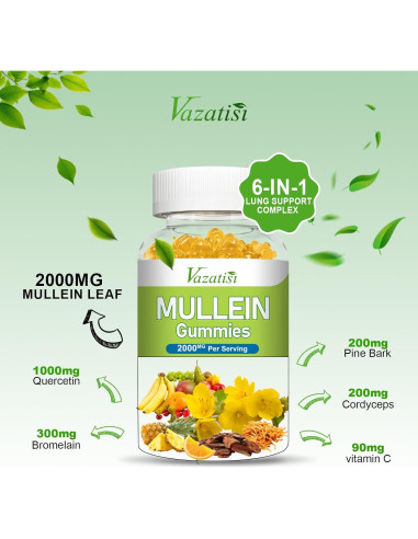 Gomitas de Mullein Vazatisi 120ct - Apoyo Pulmonar Mango