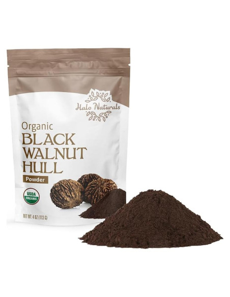 Polvo de Cáscara de Nuez Negra Orgánica Halo Naturals 113g Polvo de Cáscara de Nuez Negra Orgánica Halo Naturals 113g