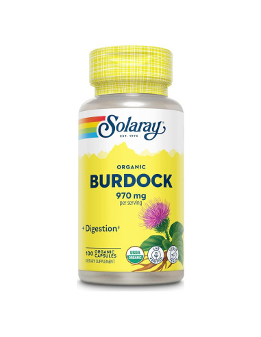 Suplemento Orgánico Raíz de Bardana Solaray 970 mg - 100 Cápsulas
