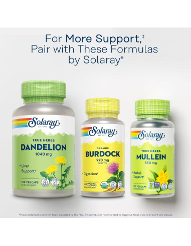 Suplemento Orgánico Raíz de Bardana Solaray 970 mg - 100 Cápsulas