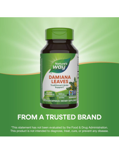 Damiana Nature's Way 100 Cápsulas 600 mg Apoyo Libido