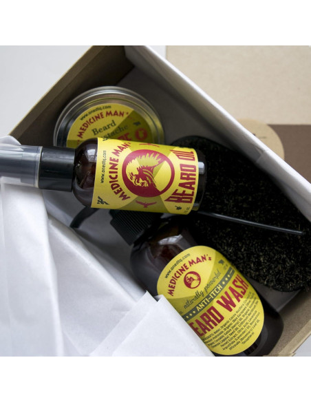 Kit de Cuidado para Barba Medicine Man - Jabón, Aceite, Balsamo y Cepillo Kit de Cuidado para Barba Medicine Man - Jabón, Aceite, Balsamo y Cepillo