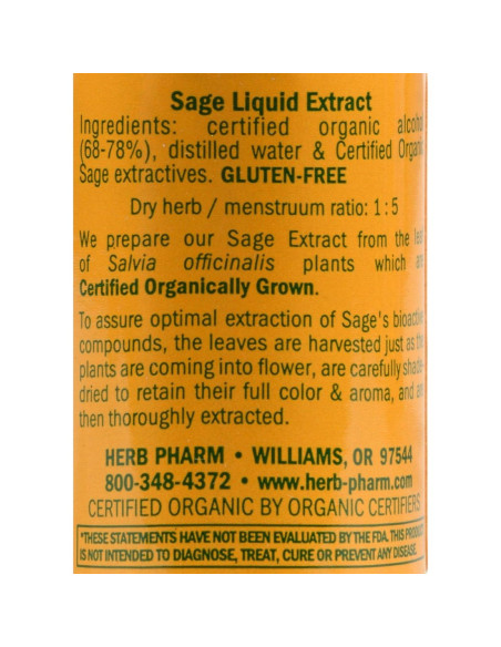 Extracto Líquido de Salvia Orgánica Herb Pharm 29.57 ml Extracto Líquido de Salvia Orgánica Herb Pharm 29.57 ml