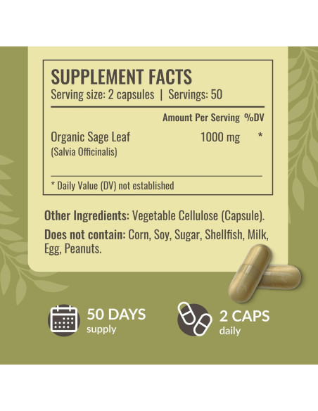 Cápsulas de Salvia Herbamama 1000mg - 100 Caps Veganas Cápsulas de Salvia Herbamama 1000mg - 100 Caps Veganas