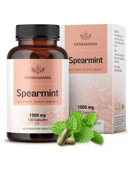 Cápsulas de Menta Verde Herbamama 1000mg - 100 Caps Veganas Cápsulas de Menta Verde Herbamama 1000mg - 100 Caps Veganas