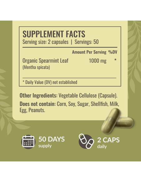 Cápsulas de Menta Verde Herbamama 1000mg - 100 Caps Veganas Cápsulas de Menta Verde Herbamama 1000mg - 100 Caps Veganas