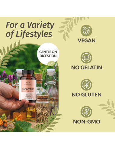 Cápsulas de Menta Verde Herbamama 1000mg - 100 Caps Veganas