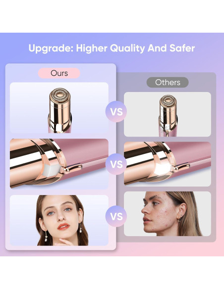 Afeitadora Facial Indolora Xinvinx Oro Rosa Recargable USB Afeitadora Facial Indolora Xinvinx Oro Rosa Recargable USB