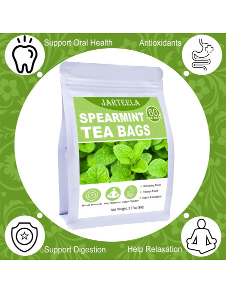 Té de Menta Verde Jarteela 60 Bolsas 1.5g - Herbal Natural Té de Menta Verde Jarteela 60 Bolsas 1.5g - Herbal Natural