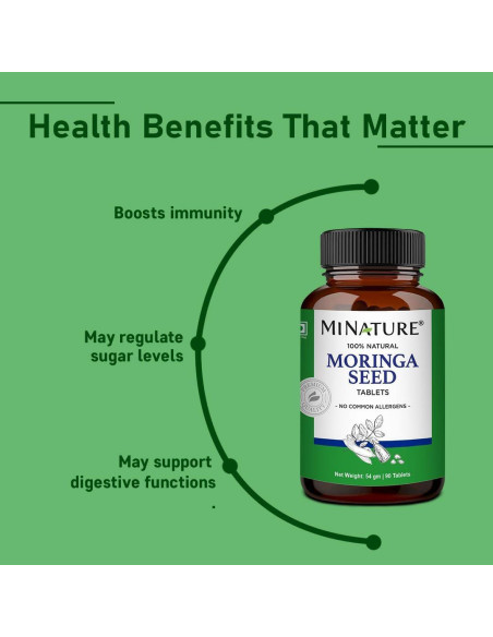 Tabletas de Semilla de Moringa mi Nature 90 Tabletas 1000 mg Tabletas de Semilla de Moringa mi Nature 90 Tabletas 1000 mg