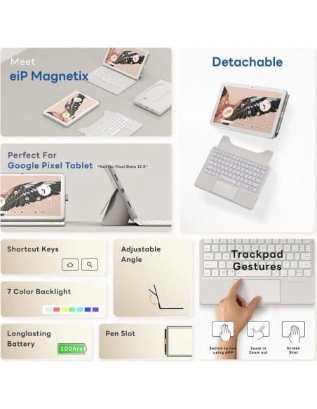 Funda de Teclado EIP Magnetix para Google Pixel Tablet 11" Funda de Teclado EIP Magnetix para Google Pixel Tablet 11"