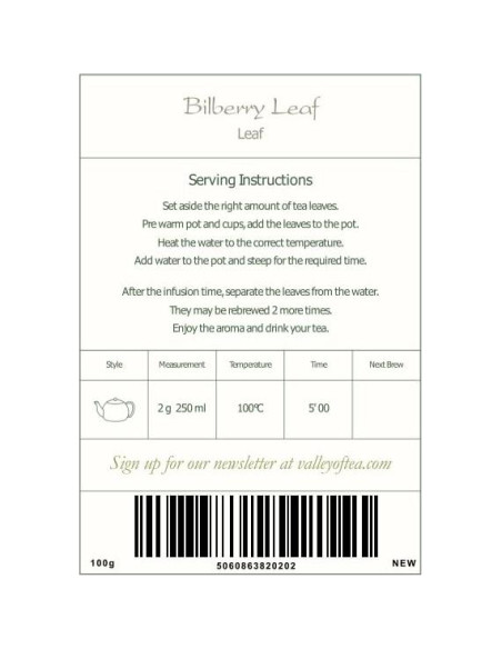 Té de Arándano Orgánico a Granel - Valley of Tea - 100g Té de Arándano Orgánico a Granel - Valley of Tea - 100g