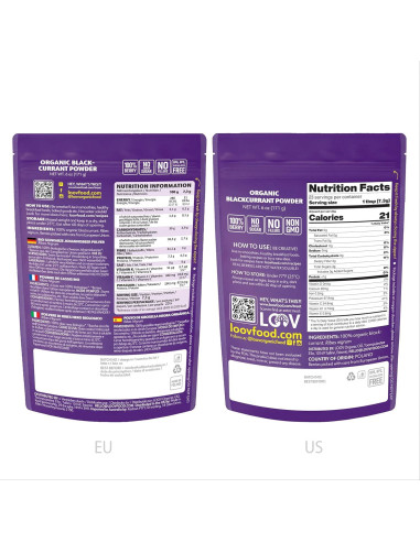 Polvo de Grosella Negra Orgánico LOOV 170 g Liofilizado