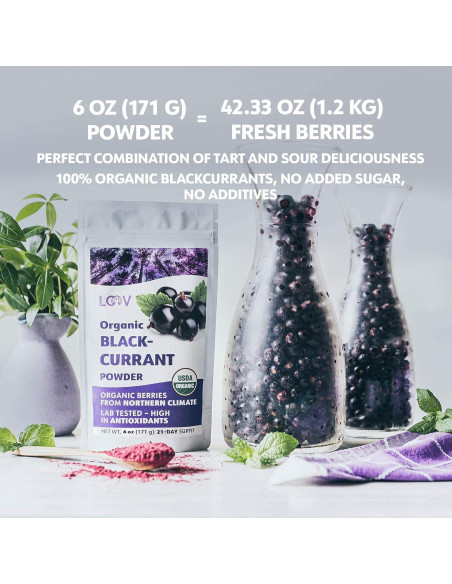 Polvo de Grosella Negra Orgánico LOOV 170 g Liofilizado Polvo de Grosella Negra Orgánico LOOV 170 g Liofilizado