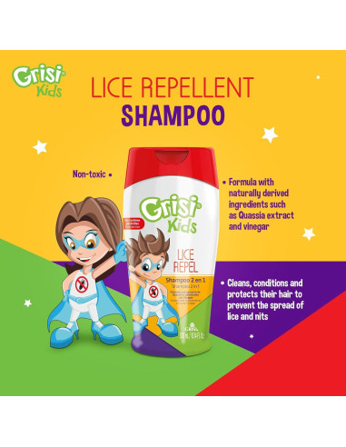 Champú Grisi Kids 300 ml - Limpiador y Repelente de Piojos