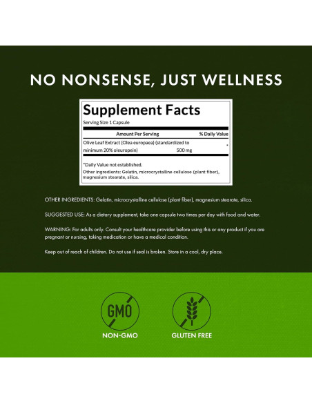 Cápsulas de Extracto de Hoja de Olivo Swanson 500mg - 120 Unidades Cápsulas de Extracto de Hoja de Olivo Swanson 500mg - 120 Unidades