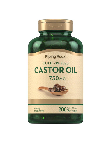 Cápsulas de gel blando Piping Rock Aceite de Ricino 750mg 200u