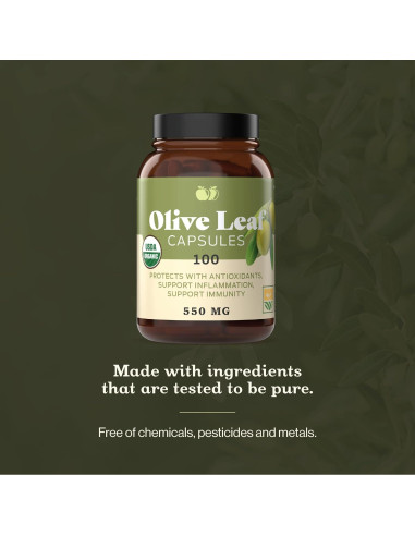 Cápsulas de Hoja de Olivo Orgánica Complete Natural 550mg 100u