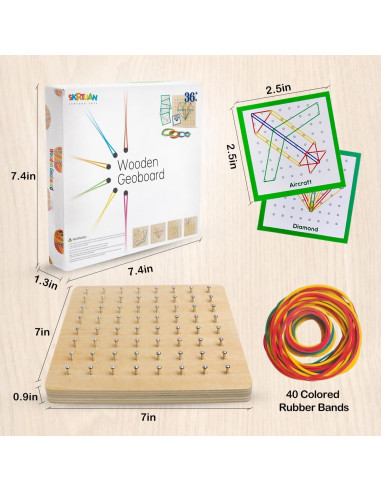 Tablero Geométrico de Madera Skrtuan 17,78 cm Juguete Educativo