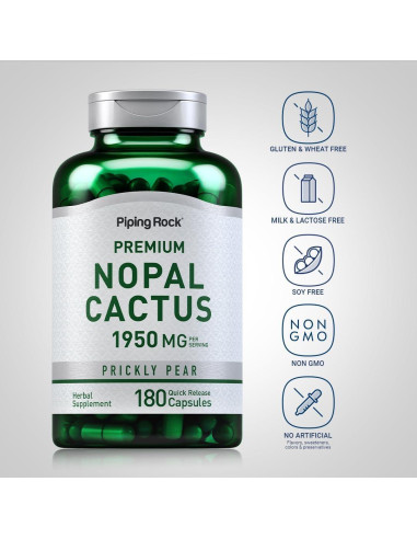 Cápsulas de Nopal Cactus Piping Rock 1950mg 180 Unidades