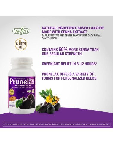 Prunelax Máximo Alivio Laxante Vegano 100 Tabletas Senna