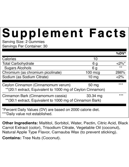 Gomitas Veganas de Cromo Vitamatic con Canela 60 Unidades Gomitas Veganas de Cromo Vitamatic con Canela 60 Unidades