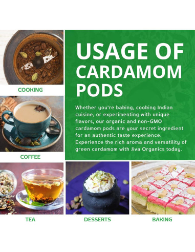 Cardamomo Verde Orgánico Jiva - Vainas Enteras 99.22g
